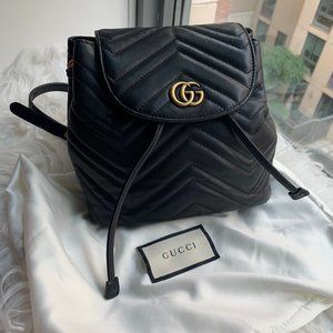 GG Marmont Black Matelassé Backpack